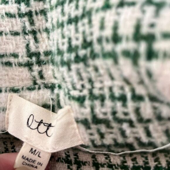 Ott Green & White Plaid Button Front Shacket Jacket – Size M/L - Picture 5 of 13